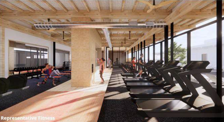 Perspective of the fitness center at the Arizona project