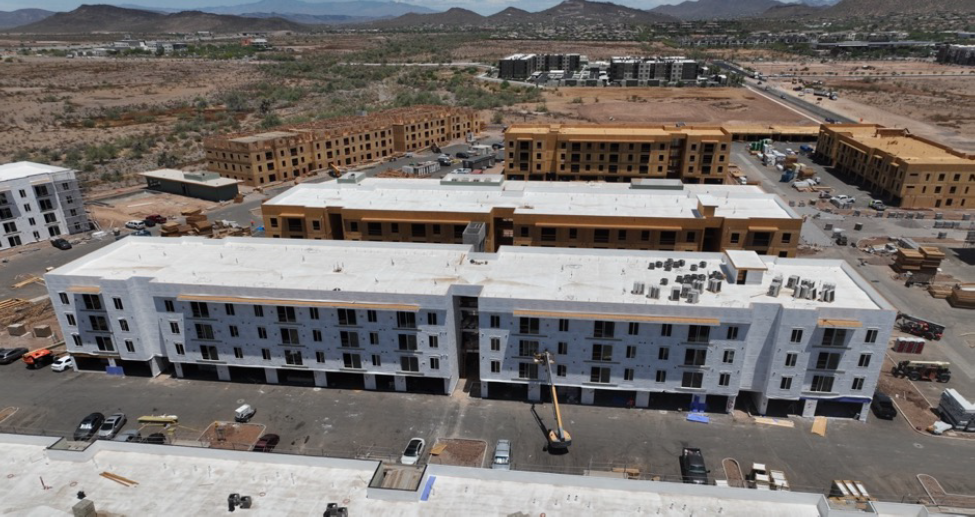 Aerial view of the project under construction in Arizona