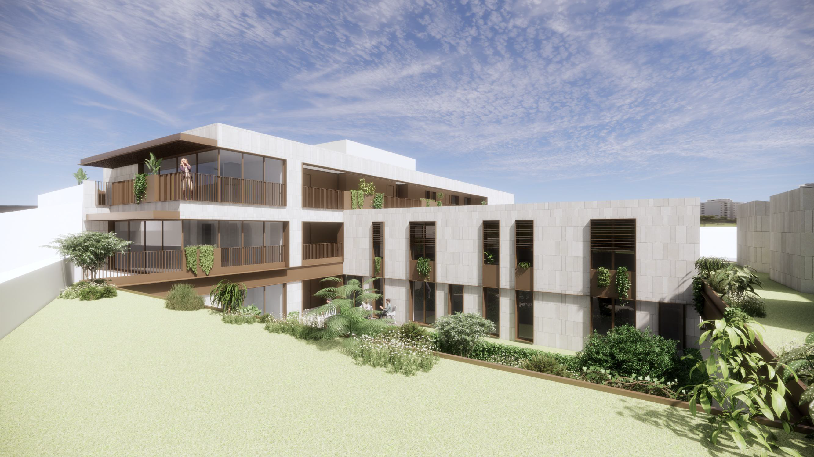 Perspective of the residential courtyard in Greater Lisbon