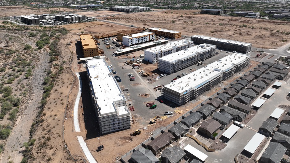 Aerial view of the project under construction in Phoenix