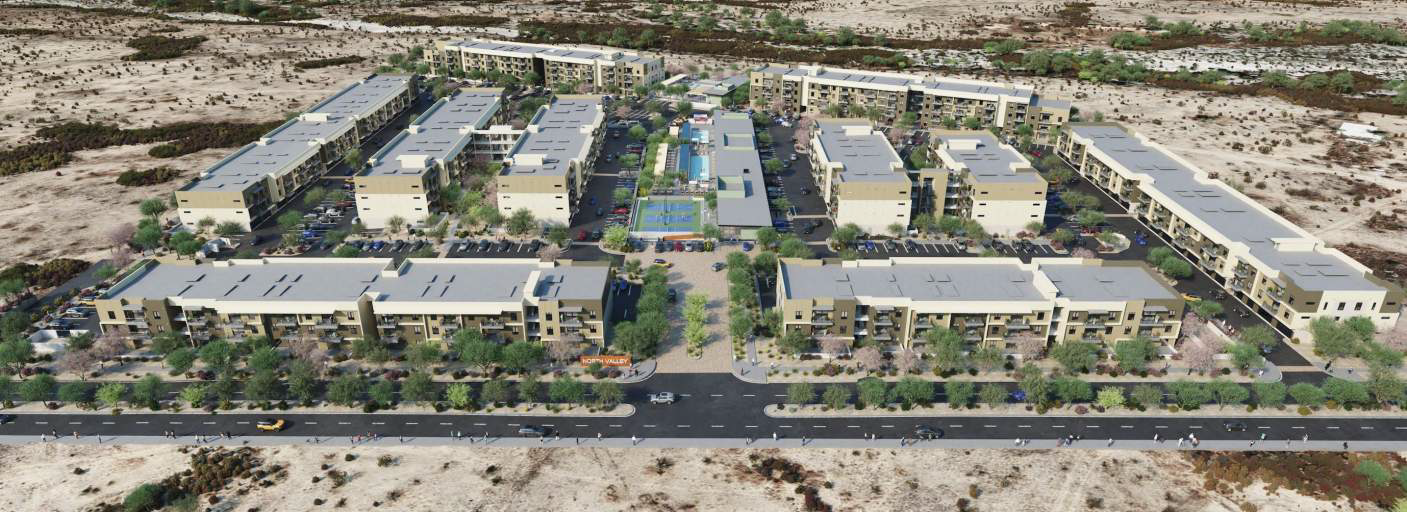 Aerial rendering of the residential rental project in Phoenix