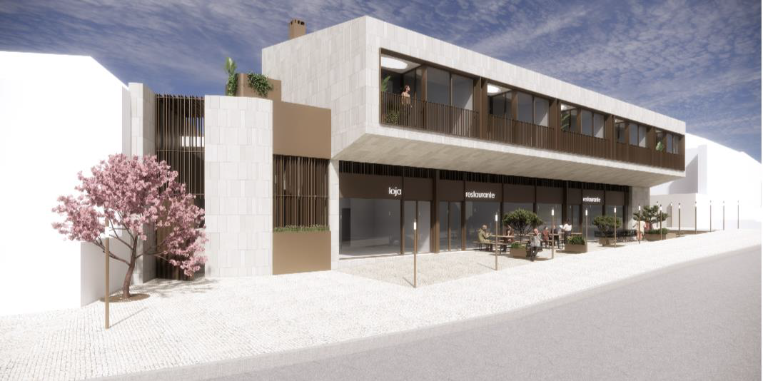 Side rendering of the mixed-use development in Greater Lisbon