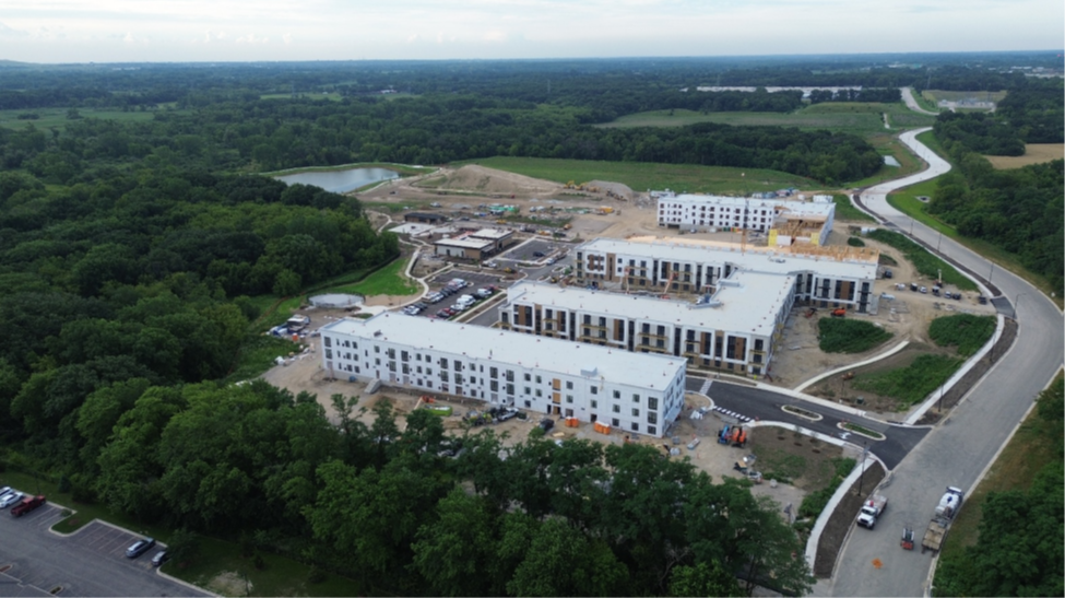 Aerial view of the construction site in Wisconsin